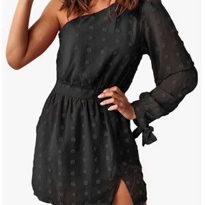 Altar'd State Baevely One Shoulder Mini Dress Black